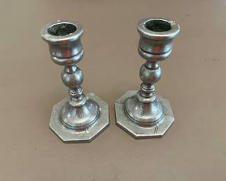 Vintage Carbon Casting Pewter Candlesticks