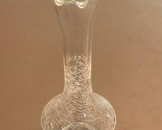 Vintage Crackle Glass Bud Vase