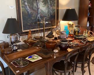 Wood furniture, art, birds