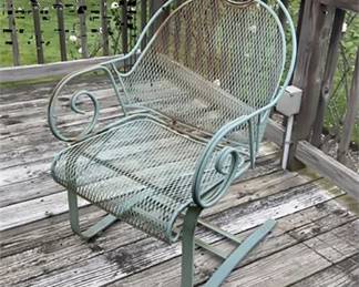 Lot 500-002   
Vintage Wrought iron Cantilever Patio Chairs. Two (2)