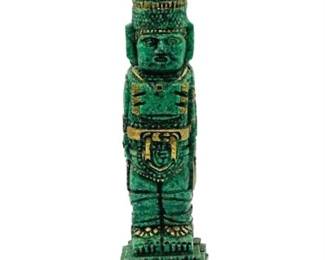 Lot 502   
MCM Crushed Stone Aztec Mayan Gods Statues Malachite Resin
