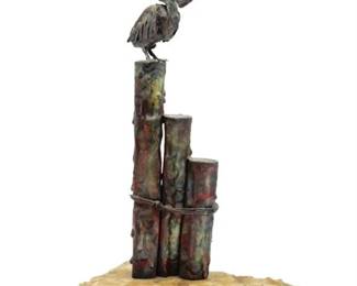 Lot 508   
Lewl Signed Pelican Sculpture on Stone Base