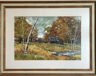 Lot 163  
Watercolor Rural Landscape, Artist Signed