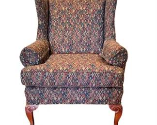 Lot 024-243  
Custom Upholstered Wingback Armchair, Vintage