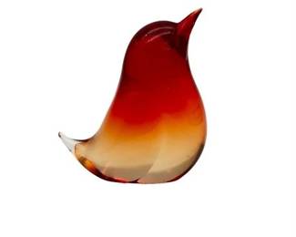 Lot 427  
Vintage Signed Red and Yellow Art Glass Bird