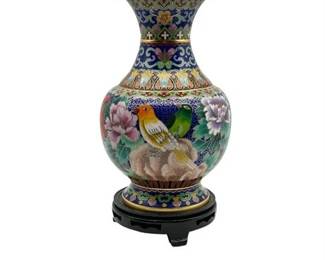 Lot 429   
Vintage Chinese Cloisonné Porcelain Vase with Bird Motif