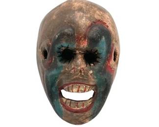 Lot 802  
Vintage Mexican Hand Carved and Painted Wood Folk Art Mask No. 2