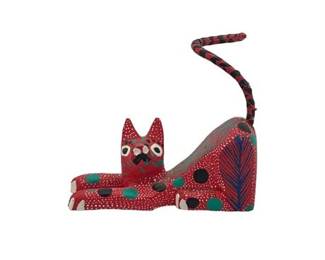 Lot 810  
Signed Mexican Hand Carved and Painted Wood Alebrije Cat