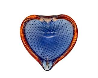 Lot 511   
Galliano Ferro Murano Blue and Amber Heart Dish
