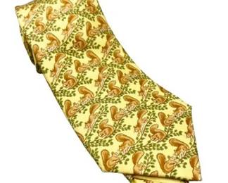 Lot 686  
Hermes Silk Tie, Squirrels on Yellow