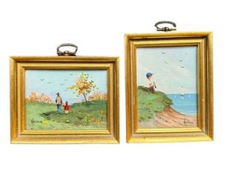 Lot 200  
Vivian Hollan Signed Miniature Oil Paintings Pair