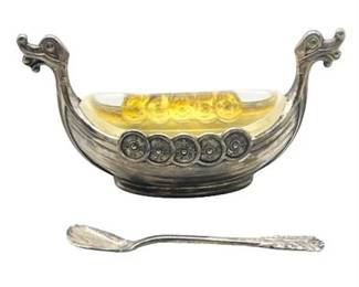 Lot 062   
Sterling Norwegian Viking Ship Salt Cellar by David Anderson