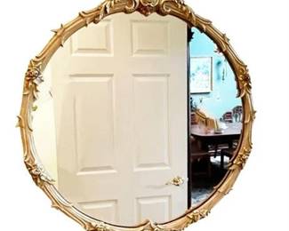 Lot 018-002  
Decorator Brushed Gold Floral Framed Wall Mirror