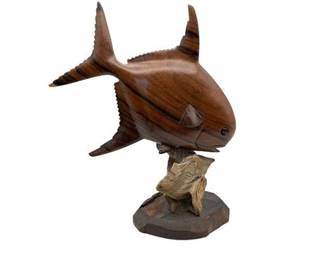 Lot 127  
Vintage Carved Fish Sculpture, Signed