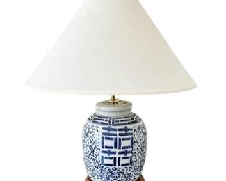 Lot 216  
Blue & White Double Happiness Ginger Jar Lamp