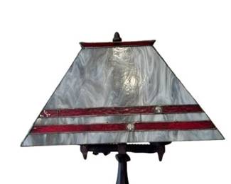 Lot 024-228  
Antique Floor Lamp with Slag Glass Shade