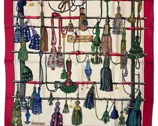 Lot 685  
Hermes Silk Scarf Passementerie Heron 1960 Tassels Red, With Box