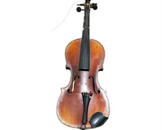 Lot 840  
Vintage Violin with Bow, Case, and Resin