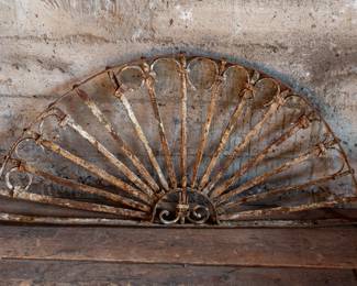 French iron arch or transom, circa 19th century. Hand forged architectural element part of an entrance door top.