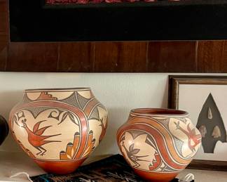 Native American Zia Pueblo Sofia Medina Pottery Polychrome birds