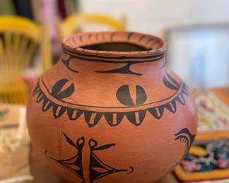 Tesuque Black on Red Large Olla - circa 1890