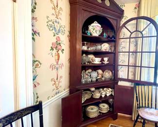 corner hutch / vintage glassware 