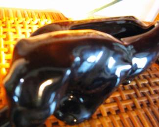 1950S Vintage Large 22" Porcelain /Ceramic Black Panther Planter - Lamp
