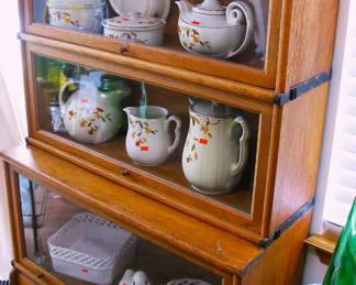 Hall Jewel Pottery Pieces / Vintage Barrister Glass Door Lawyer Bookshelves