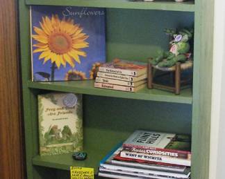 Painted Green Slender Wood Book Shelf