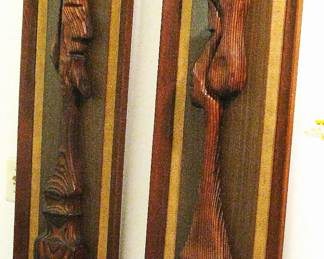 Mid-Century Wood Chess King and Queen Original Wall Art by Retro Attics 