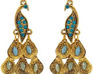 Rhinestone Peacock Earrings