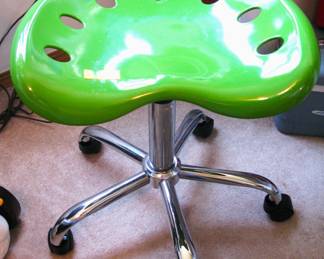 Vibrant Spicy Lime Tractor Seat and Chrome Stool