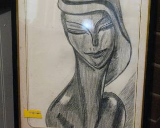 Charcoal on Paper Framed