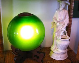 Oriental Globe Light / Blanc De Chine Asian Statue