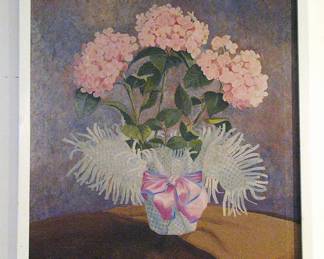 Gorgeous Large Oil Still Life Hydrangeas