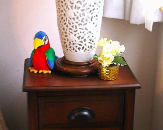 Wood Ratan Drawers Side Table