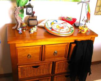 Wood Ratan Drawers Chest