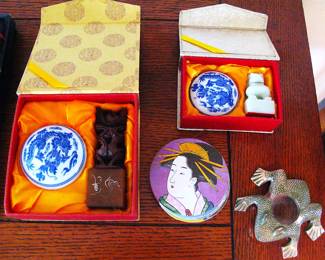 Antique Japanese Jade Stamps Seals in box