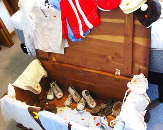 Cedar Chest with Vintage Baby / Doll Cloths