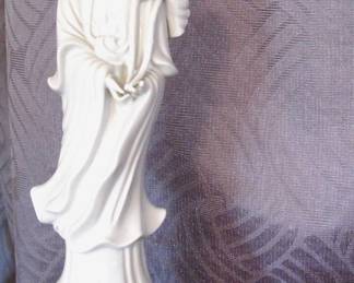 Vintage Blanc Chine Porcelain Statue Goddess Seyei Nagoya Japan 12” 