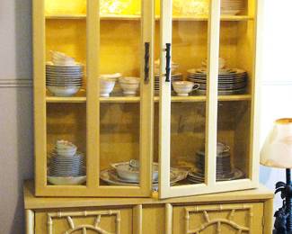 Small Yellow Bamboo Accents Lighted Cabinet - Dining or Bedroom would be perfect