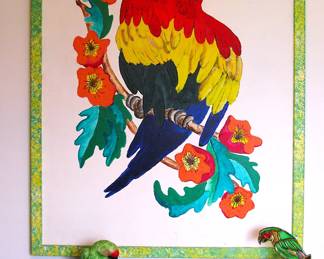 Large Macaw Parrot Vibrant  Painting
