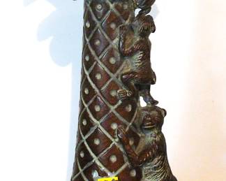 Monkey On A Tropical Palm Tree Larger Candle Holder