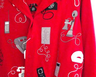 Darling Dress / Matching Jacket with Embroidered Telephones