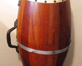 Antique Wooden Tack Head Barrel Stave Conga Drum /Rare Vintage Figure with Drum 