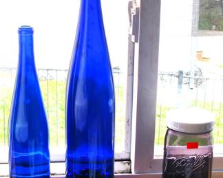  Tall and Medium Cobalt Blue Glass Bottle - Ball Mason Jar, Purple