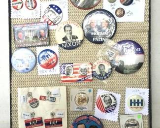 Just a sampling of political buttons & memorabilia available...more not photographed yet