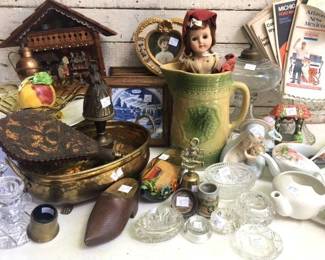 Stoneware, folkart, crystal glass and ceramic tiles...dolls, toys and much more