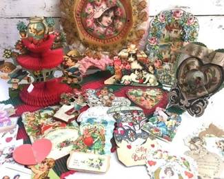 Wonderful collection of antique foldout valentines and cards....all old and survived the years