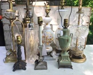 Let there be light...a small sampling of table lamps...waterford, lenox, crystal, satin glass